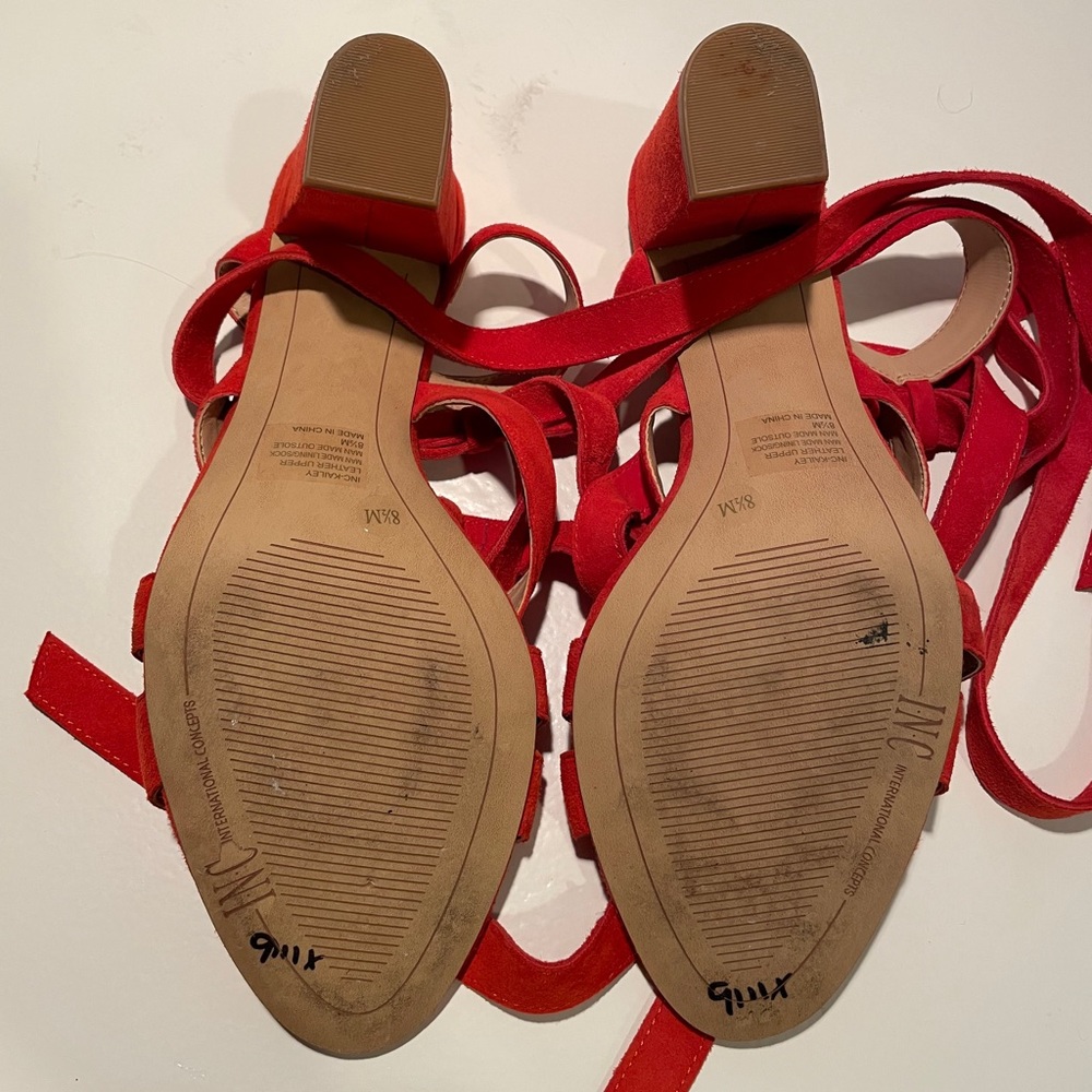 Bright Red INC Kailey Lace-up BlockHeel Sandals - Picture 3 of 8